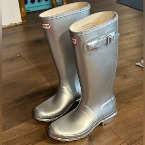 Hunter Silver Metallic Rain Boots